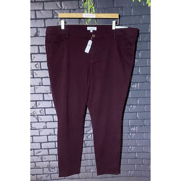 NWT LOFT Plus Burgundy 5 Pocket Brushed Sateen Leggings 20 W - Picture 2 of 7